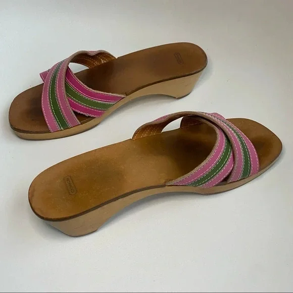 Coach Clog Mule Leather Stripe Sandal - Picture 16 of 16